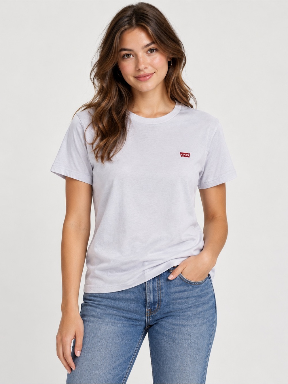 Levi’s Women’s Classic Logo T-Shirt Size M Light Lavender/Pale Gray Crewneck